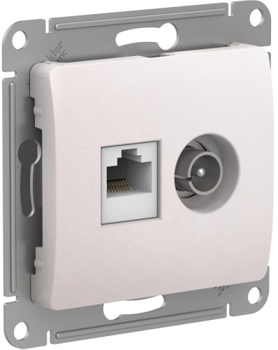 Розетка RJ45+TV Оконечная без рамки Systeme Electric Glossa 2-м. перламутр картинка